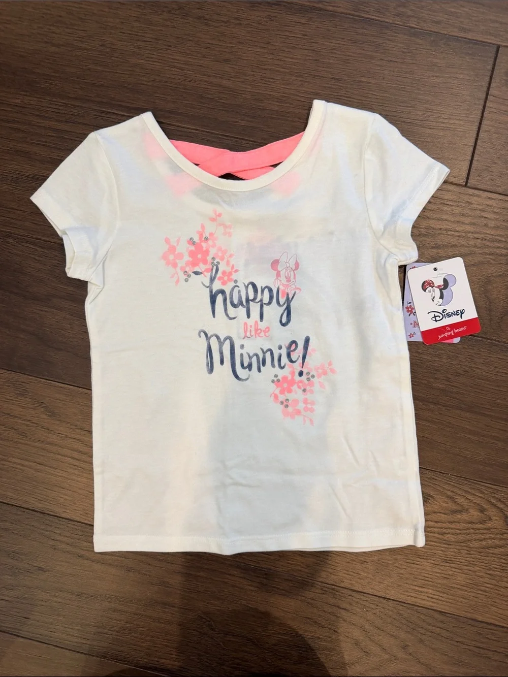 Disney White & Pink 'Happy Like Minnie' Short Sleeve Tee NWT 3T - C8-028